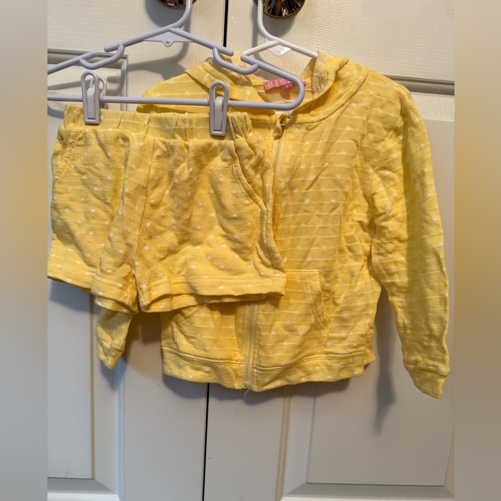 Bisby Yellow Polka Dot Hoodie and Shorts Set
